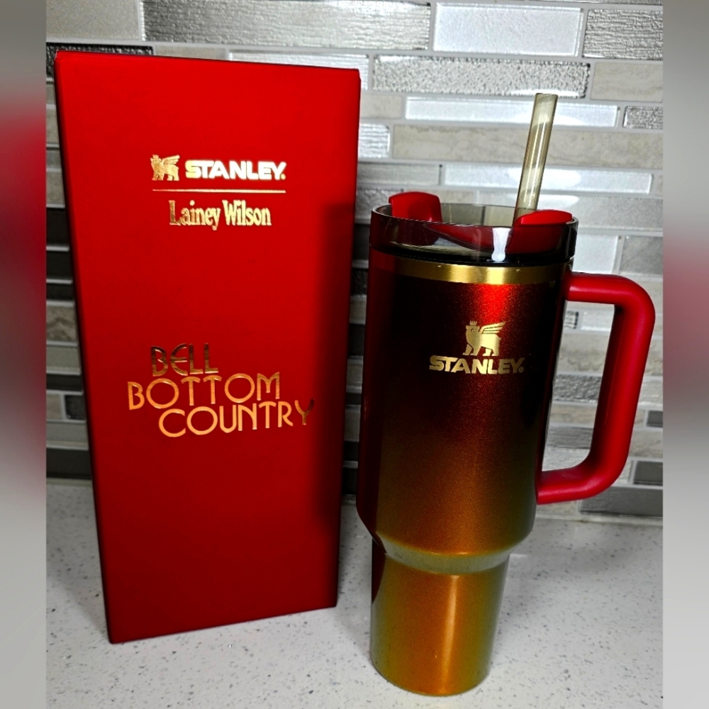 Stanley Red and Gold Tumbler with Straw